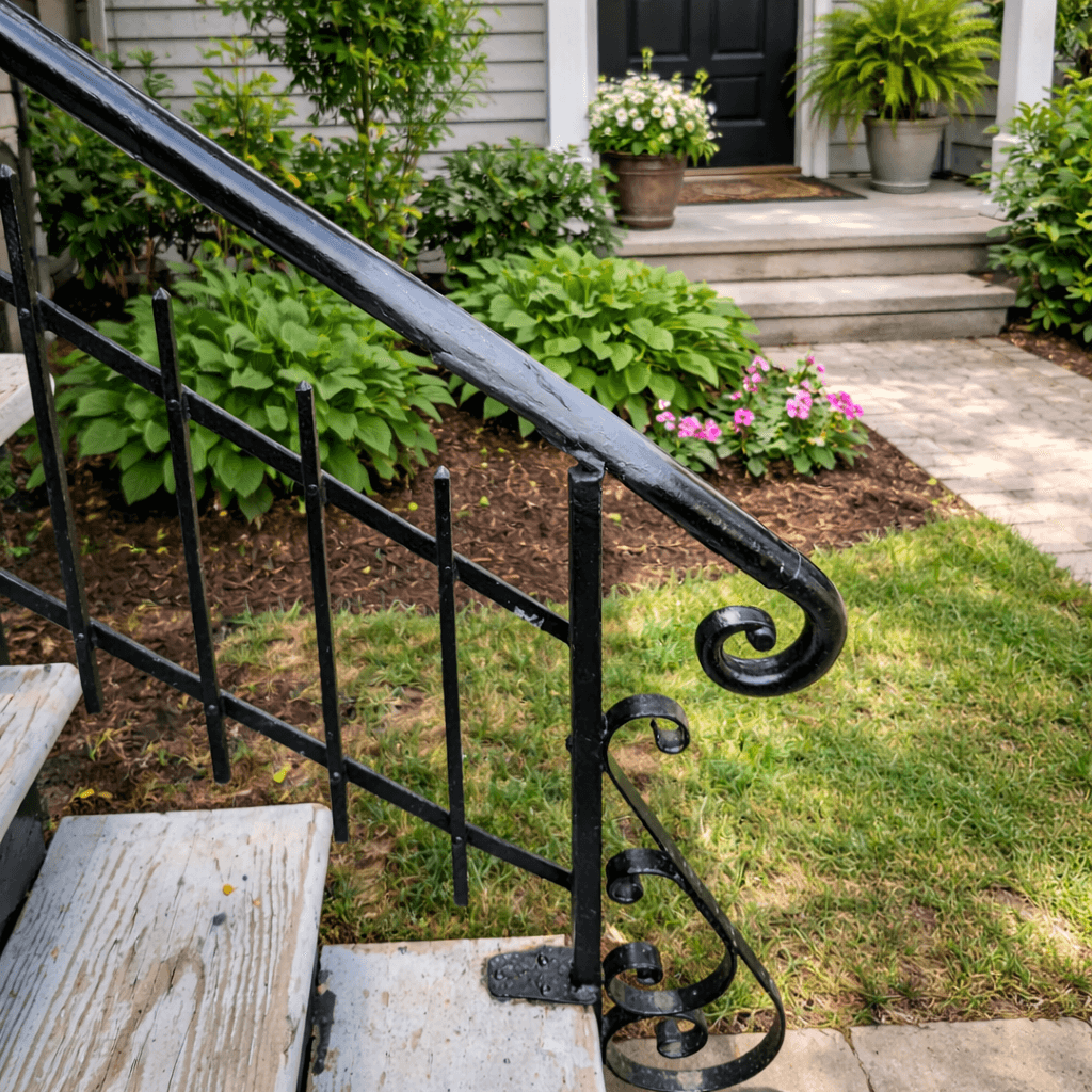 Main courante de garde-corps en fer forgé soudée et renforcée à Montréal