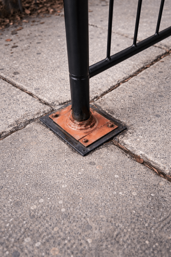 Renforcement de la base de garde-corps en fer forgé par soudure à Montréal